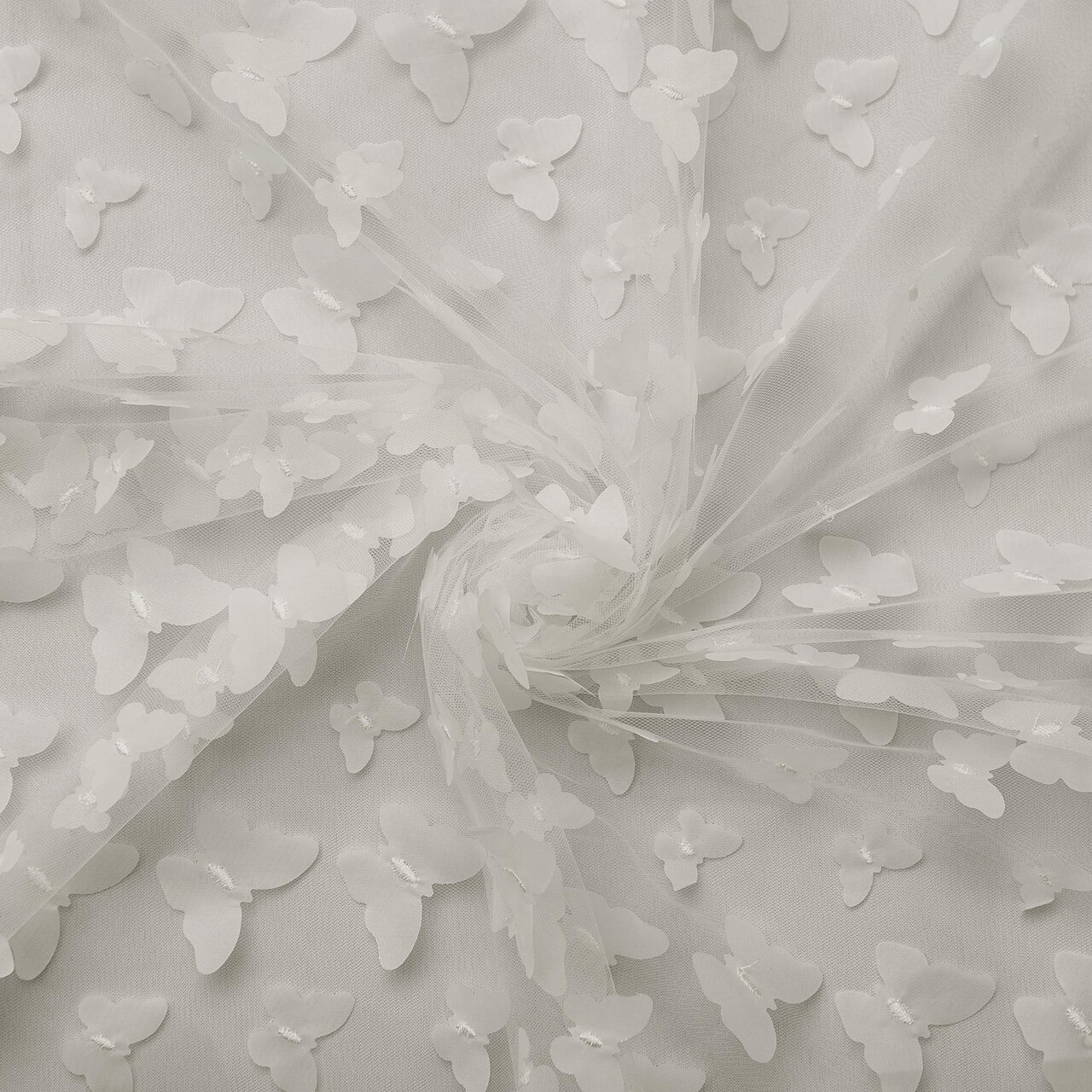 1 Yard 3D Butterfly Embroidered Satin Lace Polyester Fabric Elegant Material 60 Inch Width